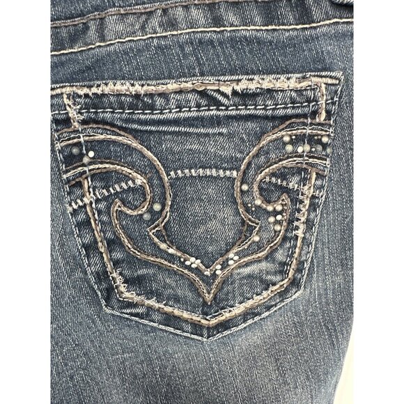 Big Star Kayla Straight Distressed  Jeans With Embroidered Pockets Size 27R - Picture 5 of 13